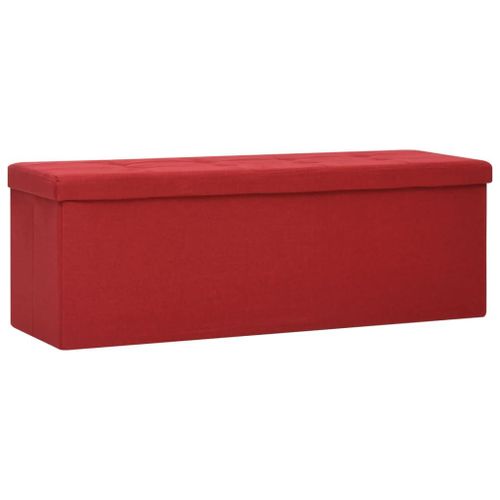 Vidaxl Banc De Rangement Pliable Rouge Bordeaux Faux Lin