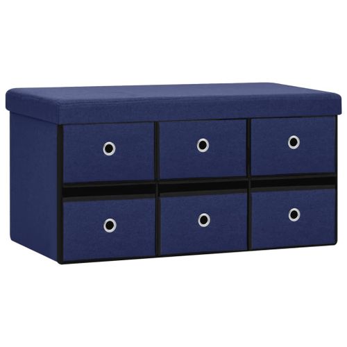 Vidaxl Banc De Rangement Pliable Bleu 76x38x38 Cm Faux Lin