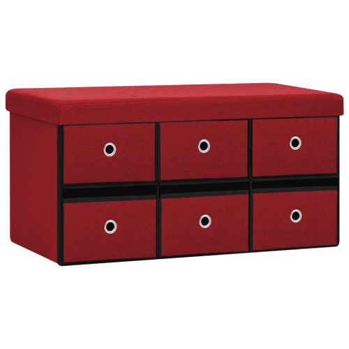 Vidaxl Banc De Rangement Pliable Bordeaux 76x38x38 Cm Faux Lin