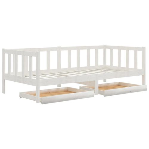 Vidaxl Lit De Repos Avec Tiroirs 90x200 Cm Blanc Bois De Pin Massif