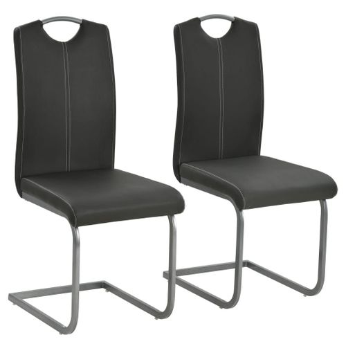 Lot De 2 Chaises De Salle À Manger Cuisine Cantilever Design Moderne Synthétique Gris Cds020330