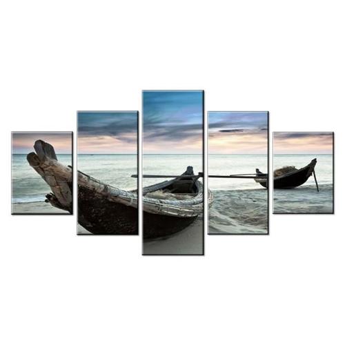 5 pcs moderne tableau toile bateau en bois mur art affiche des images sans cadre décor de maison wyk15644