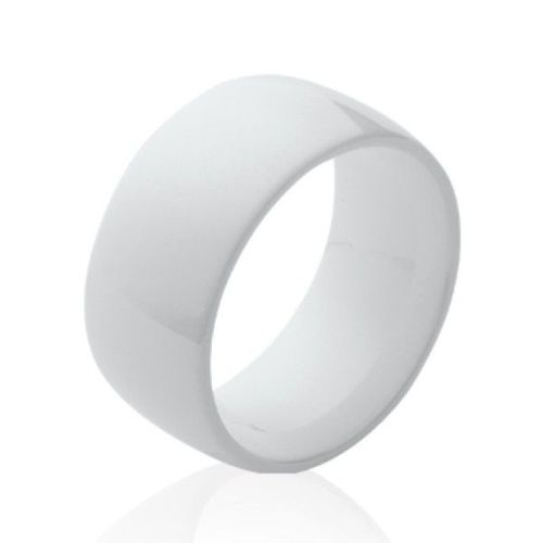 Bague Anneau Large 9 Mm Tube En Céramique Blanche Pour Femme