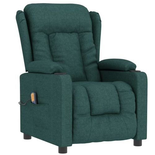 Vidaxl Fauteuil De Massage Inclinable Vert Foncé Tissu