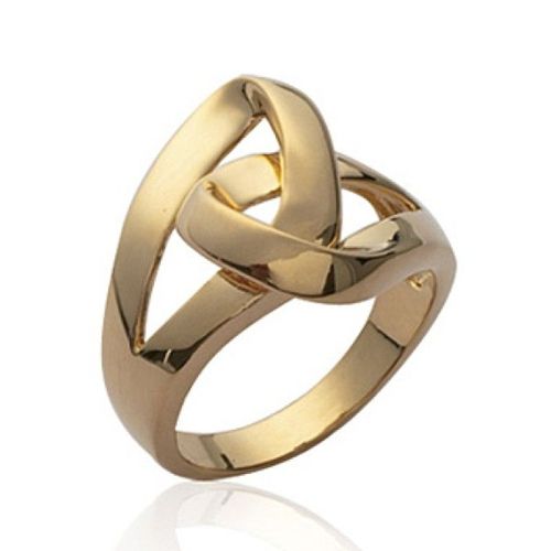 Bague Noeud Plat Boucle Femme - Plaqué Or Jaune 18 Carats