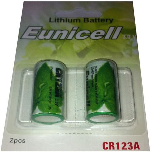 2 Piles CR123 CR123A 3V LITHIUM 1500mAh Eunicell