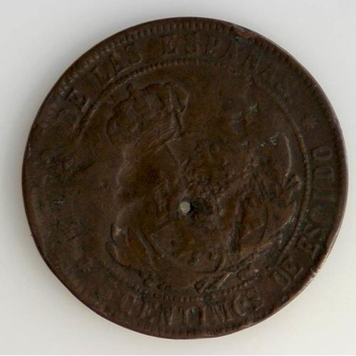 Isabelle Ii - Barcelone 5 Centimes De Escudo Bronze Tb 1858 Espagne - Pièce De Monnaie