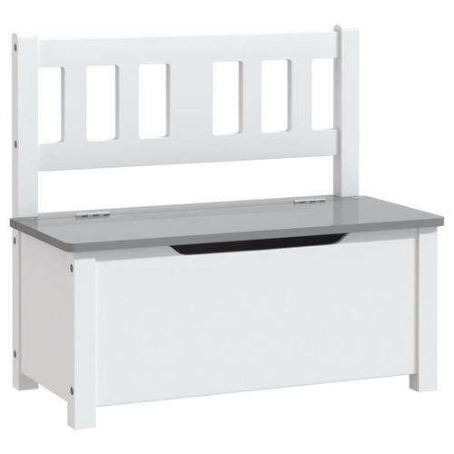 Vidaxl Banc De Rangement Pour Enfants Blanc Et Gris 60x30x55 Cm Mdf