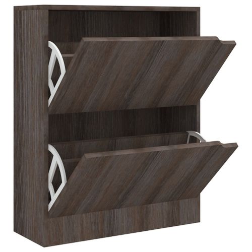 Vidaxl Armoire À Chaussures 2 Portes Chêne Gris 59x24x74 Cm Aggloméré