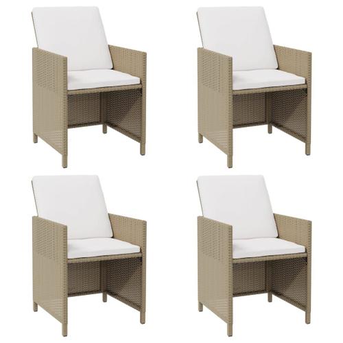 Vidaxl Chaises De Jardin Avec Coussins 4 Pcs Résine Tressée Beige