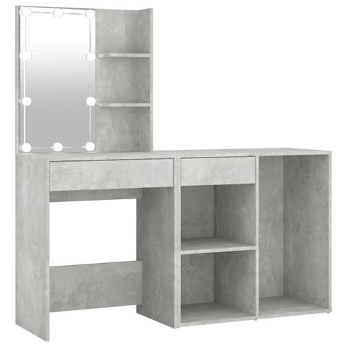 Vidaxl Coiffeuse À Led Avec Armoire Gris Béton Bois D'ingénierie