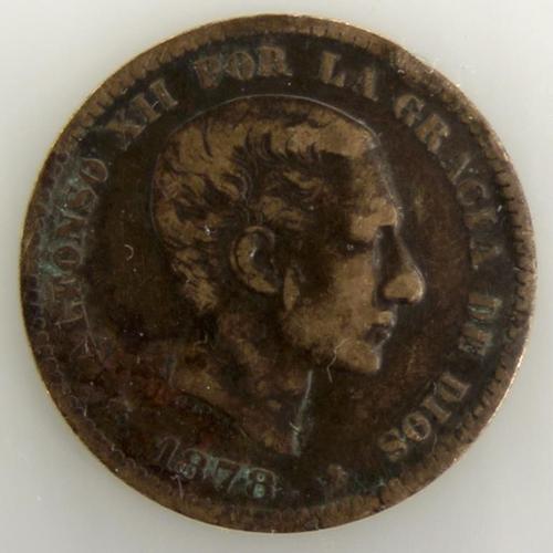 Alfonso Xii 5 Centimes Bronze Tb 1878 Espagne - Pièce De Monnaie