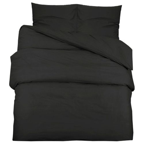 Vidaxl Ensemble De Housse De Couette Noir 260x240 Cm Microfibre Légère