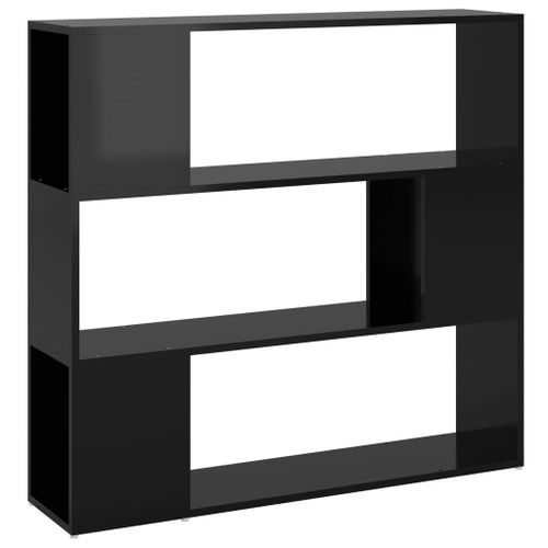 Vidaxl Bibliothèque/Séparateur De Pièce Noir Brillant 100x24x94 Cm