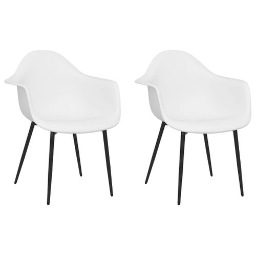 Vidaxl Chaises De Salle À Manger 2 Pcs Blanc Pp