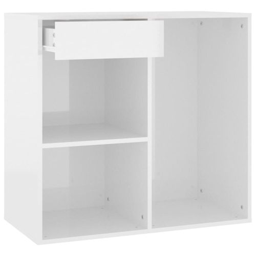 Vidaxl Armoire Cosmétique Blanc Brillant 80x40x75 Cm Bois D'ingénierie