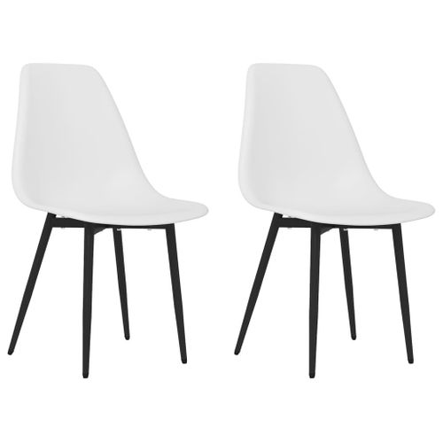 Vidaxl Chaises De Salle À Manger 2 Pcs Blanc Pp