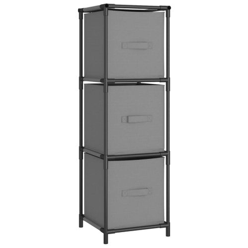 Vidaxl Armoire De Rangement 3 Tiroirs En Tissu Gris 34x34x101 Cm Acier