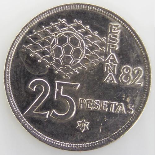 Coupe Du Monde 25 Pesetas Cuivre-Nickel Ttb 1980 81 Espagne - Pièce De Monnaie