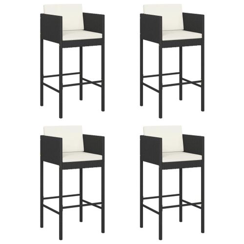 Vidaxl Tabourets De Bar 4 Pcs Avec Coussins Noir Résine Tressée