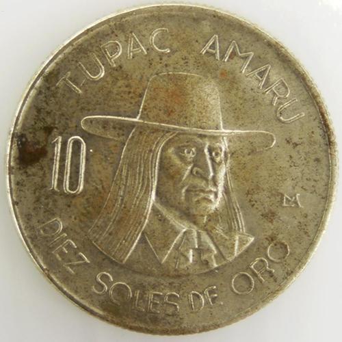 Tupac Amaru 10 Sol De Oro Cuivre-Nickel Tb 1973 Pérou - Pièce De Monnaie