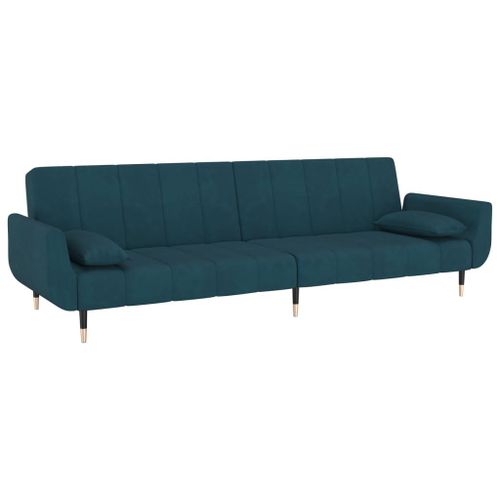 Vidaxl Canapé-Lit À 2 Places Avec Deux Oreillers Bleu Velours