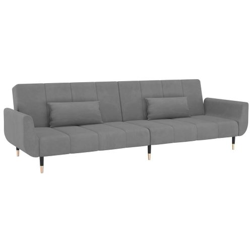 Vidaxl Canapé-Lit À 2 Places Avec Deux Oreillers Gris Clair Velours