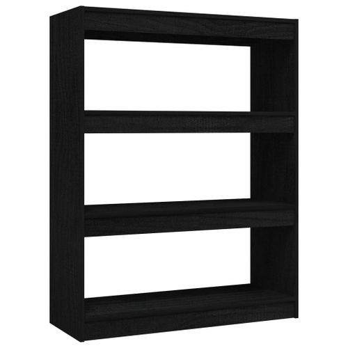 Vidaxl Bibliothèque/Séparateur De Pièce Noir 100x30x103 Cm Pin Massif