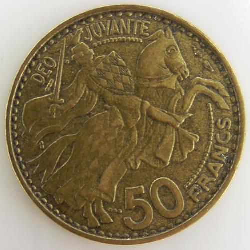 Rainier Iii 50 Francs Cuivre-Nickel Ttb 1950 Monaco - Pièce De Monnaie