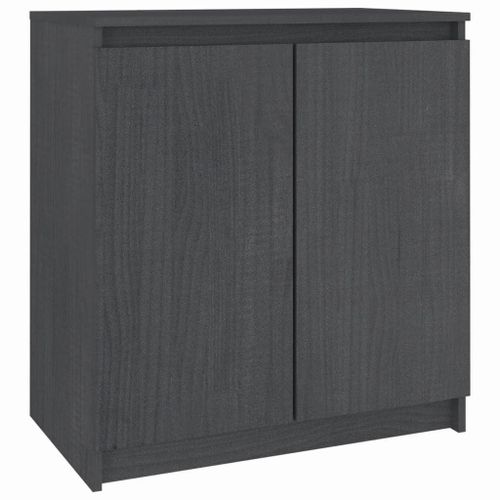 Vidaxl Armoire Latérale Gris 60x36x65 Cm Bois De Pin Massif