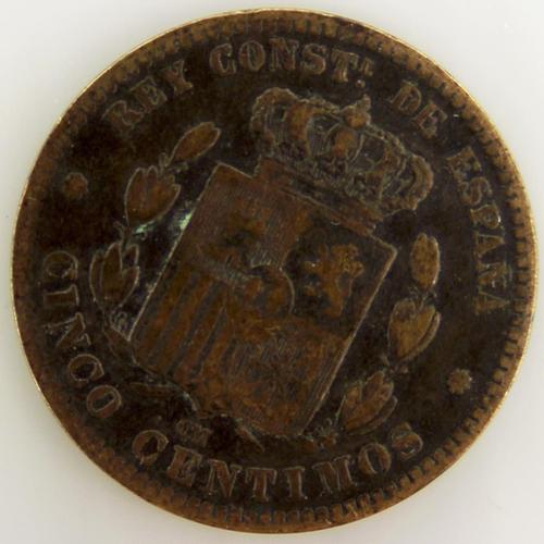 Alfonso Xii 5 Centimes Bronze Ttb 1879 Espagne - Pièce De Monnaie
