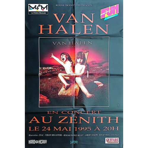 Affiche De Concert De Van Halen Au Zénith En 1995. 80 X 120 Cm.