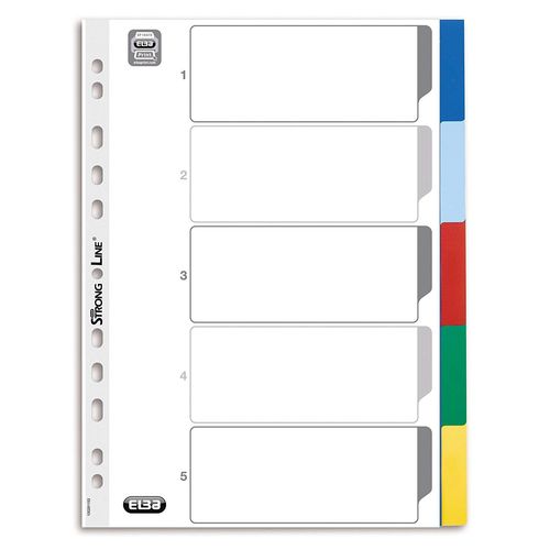 Elba 57496 Lot De 10 Trieurs Vierges En Plastique À 5 Intercalaires Multicolore Format A4