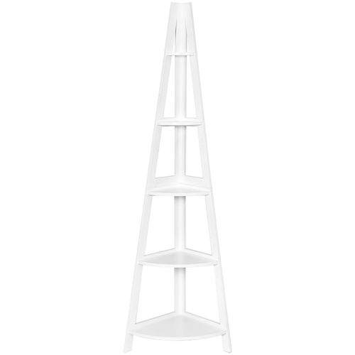 Étagère D'angle Meuble De Rangement À 5 Niveaux 35 X 35 X 175 Cm Mdf Blanc 20_0001403
