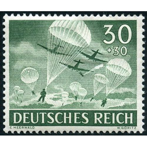 Allemagne, 3ème Reich 1943, Journées Des Héros, Très Beau Timbre Neuf** Luxe Yvert 757, Parachutistes.