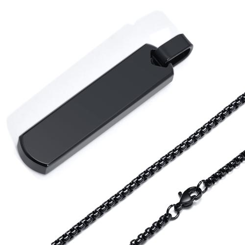 Noir Pn-1676b - 60cm - Collier À Barre Initiale Pour Hommes, Pendentif À Barre Verticale Géométrique Épaisse Avec A Z Lettres, Collier Simple Et Décontracté, Cadeau Pour Lui