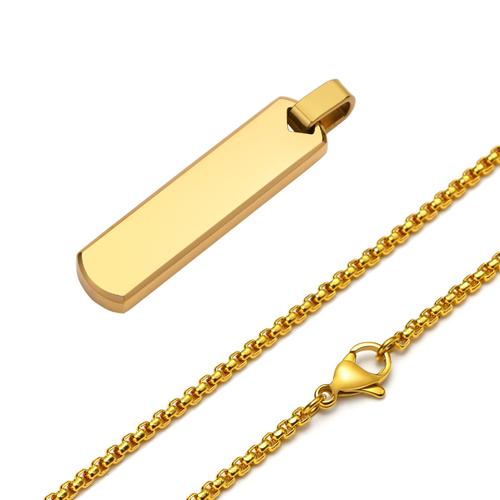 Or Pn-1676g - 50cm - Collier À Barre Initiale Pour Hommes, Pendentif À Barre Verticale Géométrique Épaisse Avec A Z Lettres, Collier Simple Et Décontracté, Cadeau Pour Lui