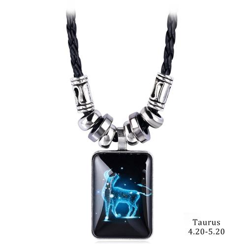 Taureau - Collier À Breloques En Résine Pour Hommes Et Femmes, Pendentif Avec Constellation De La Galaxie, 12 Signes Du Zodiaque, Horoscope, Astrologie,