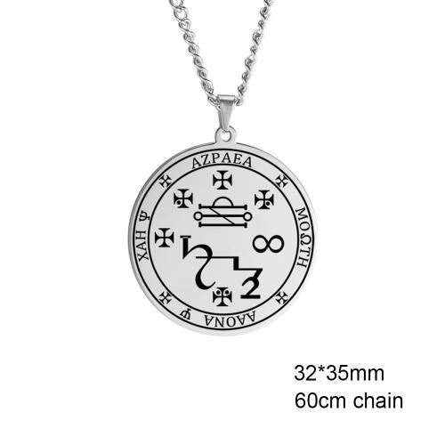 Acier D'azraël - Collier À Breloques Sigil 7 Archangels, Pentacle, Amulette De Mascotte Magique, Protection Porte Bonheur, Talisman Surnaturel,Collier Homme En Acier Inoxydable, Cadeau De L'homme, Collier Ensemble Archange