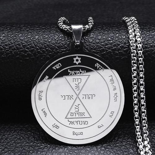 F Boîte 60cm Sr - Collier À Chaîne Hexagonale En Acier Inoxydable, 72 Noms Du Dieu, Bijoux De La Bible, Mezuzah, Pour Femmes Et Hommes, N227