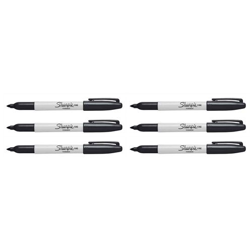 Sharpie Lot De 6 Marqueurs Permanent Fine Pointe Ronde Noir