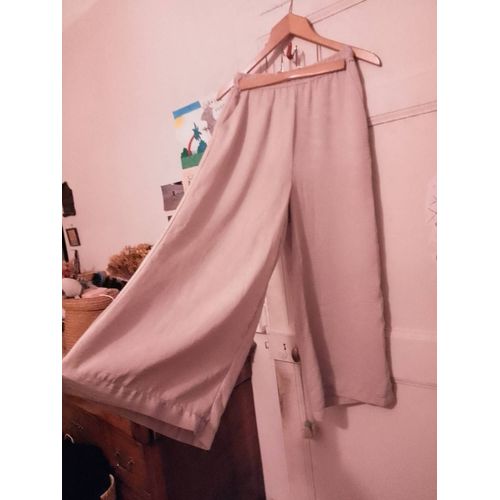 Pantalon Ample Beige 36 S Stradivarius.