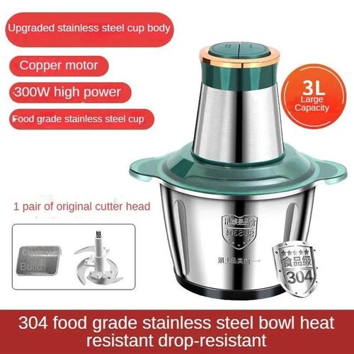 Hachoir à légumes électrique multifonctionnel en acier inoxydable,hachoir à viande,robot culinaire,support de centre commercial - Type green 3L EU plug