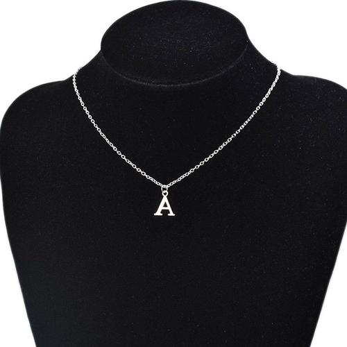 Collier Avec Pendentif Lettre De L'alphabet Anglais, Couleur Argent, Bijoux En Métal, Ras Du Cou, Simple, Initiale, A-Z