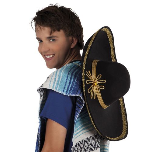 Sombrero Noir Et Doré Adulte - 68391 - Taille Unique - Port 0¿