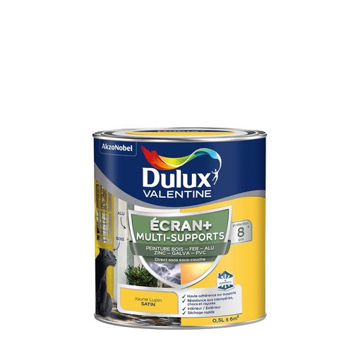 Peinture multi-supports Ecran+ Dulux Valentine satin jaune 500ml