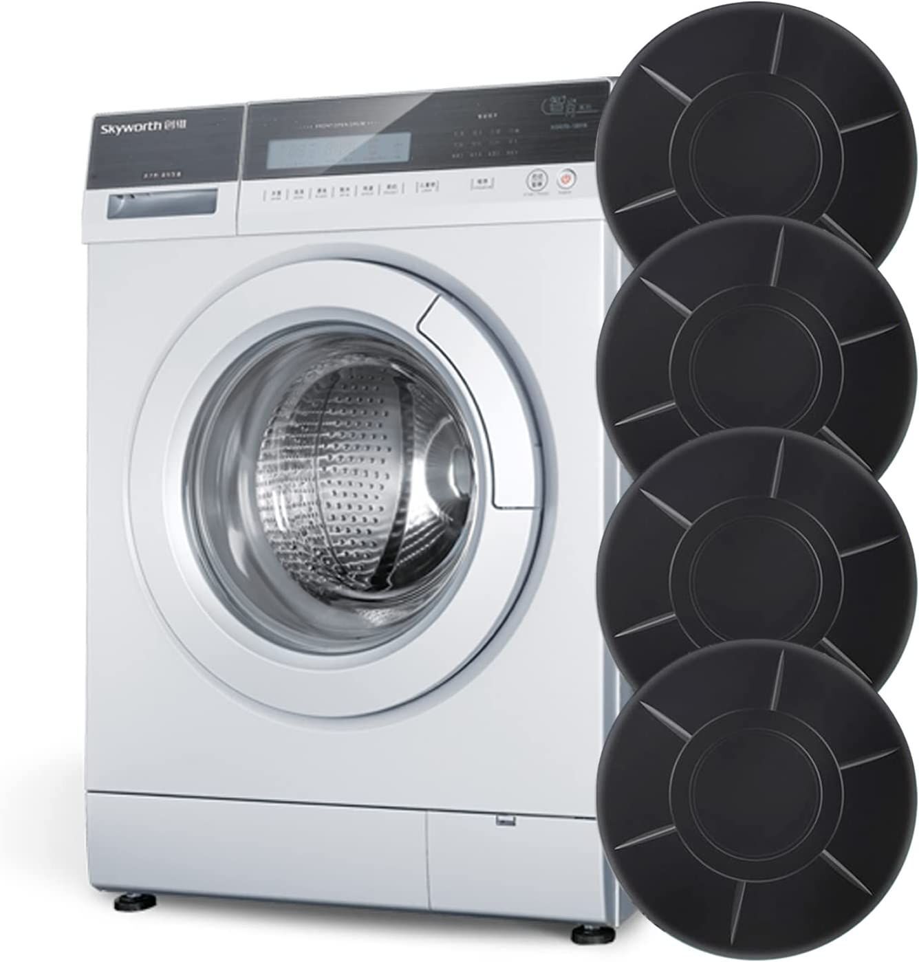 4 Patins Anti-vibration Pour Machine à Laver - En Caoutchouc - Noir - Réduit Bruit Et Vibrations - Universel