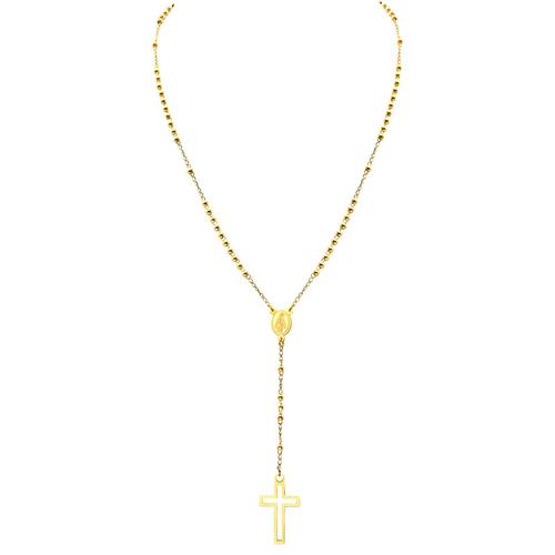 Nc-989g - 50cm - Collier Chapelet Croix Pour Femmes, Bijou De Mariée Avec Pendentif Croix, Couleur Or Noir, En Acier Inoxydable, Prière Jésus Christ