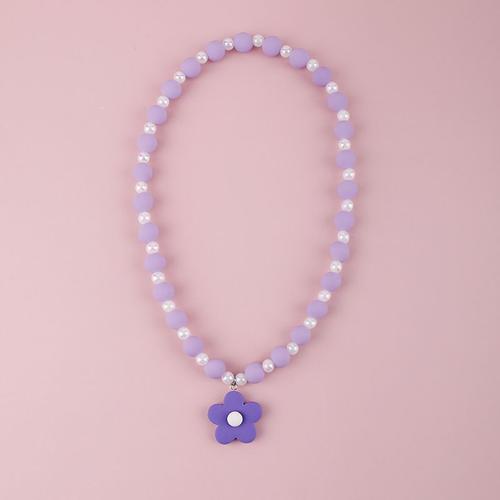 Fleur Mauve - Collier En Résine Perlée Pour Filles, Pendentif De Crème Glacée, Couleur Bonbon, Dessin Animé, Bijoux Mignons, Cadeaux De Noël