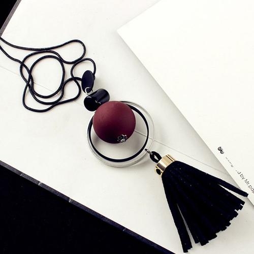 Rouge - Collier Long Et Pendentifs En Bois Pour Femmes, Pull En Perles, Bijoux